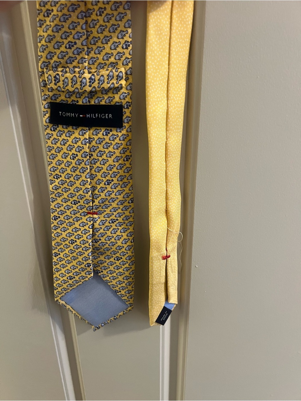 Tommy Hilfiger Yellow Patterned Silk Tie fish